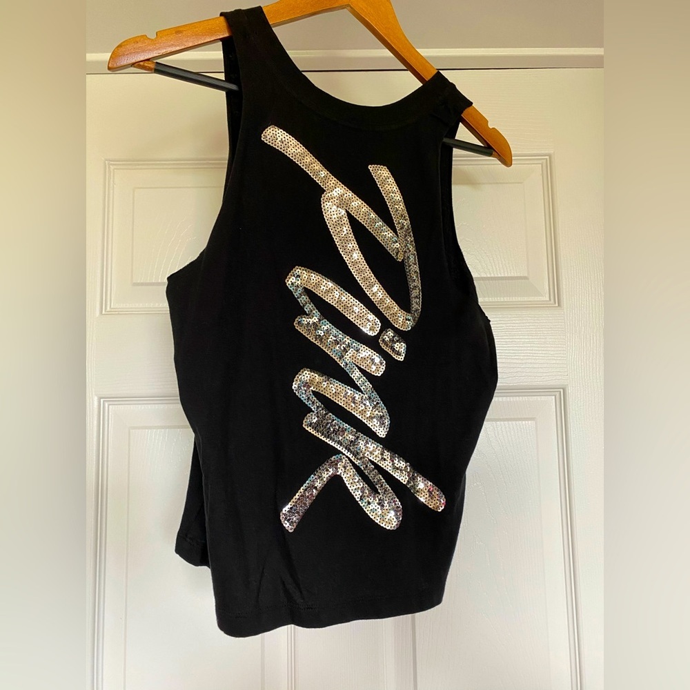 NWOT PINK Victoria’s Secret Sequin Logo Mesh Tank